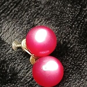 Vintage Sterling Silver Screw Back Earrings Pink Cats Eye Prism Round Ball Studs